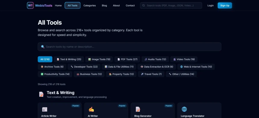 WebioTools Empowers Professionals with 200+ Free Online Utilities in Single Platform
